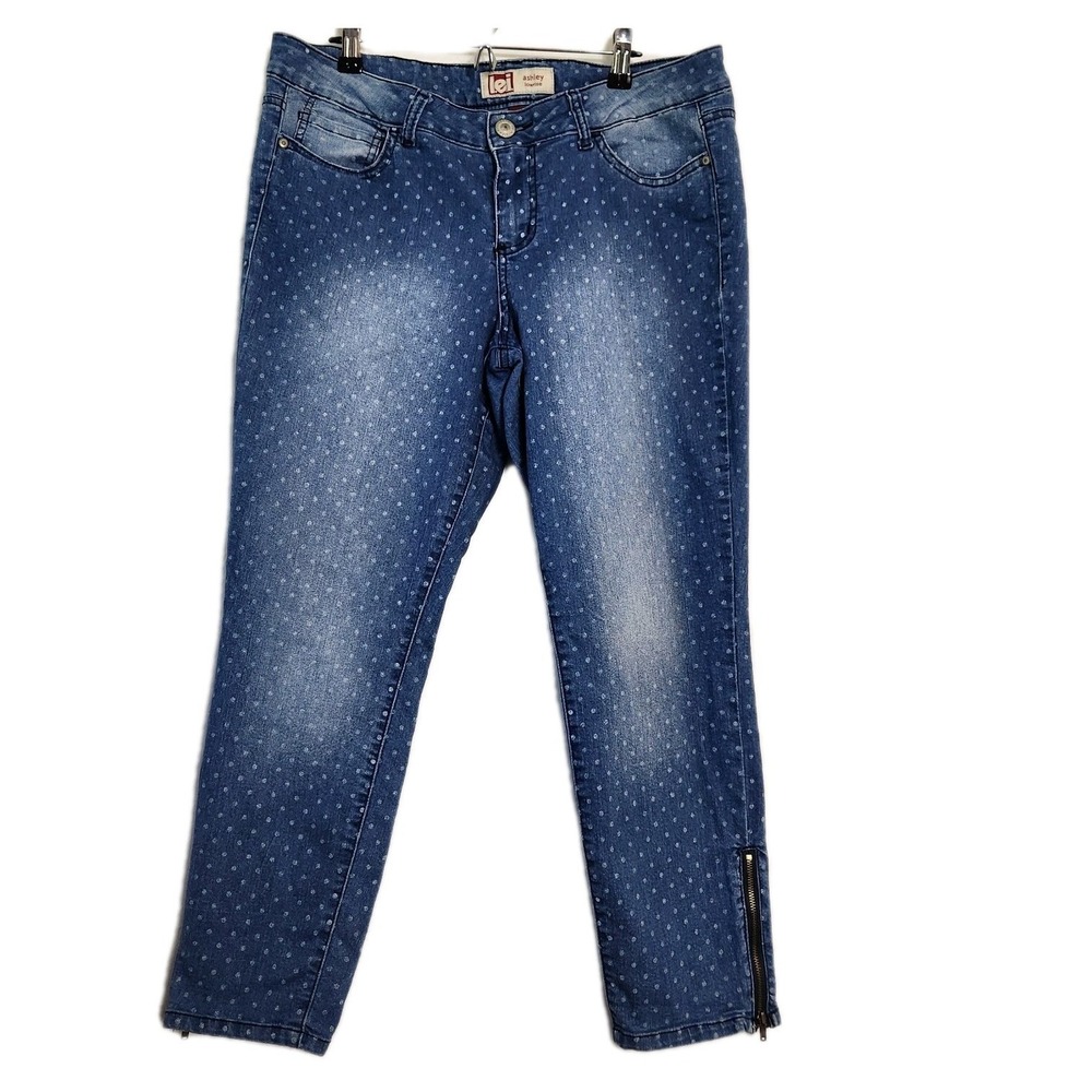 Lei Ashley Low Rise Ankle zipper Womens‎ Juniors Sz 15 Polka Dot denim Jeans Y2K